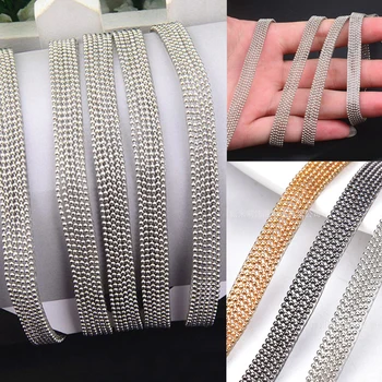 

5Meters 0.7cm Gold Silver Grey Beaded Chain Lace Trim Appliques Hotfix Sewing Colthing Collar Shoe Hat Bridal Belt Accessories