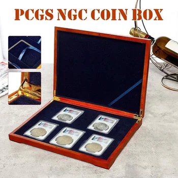 

5 Coins PCGS NGC Solid Wooden Coin Collection Box Commemorative Coin Storage Box Coin Collection Case Coin Box