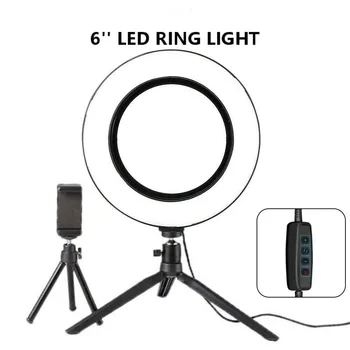 

6 inch Dimmable LED Ring Light Video For Photography Studio Camera Phone Youtube Live Makeup Lighting Kit With Selfie Tripod