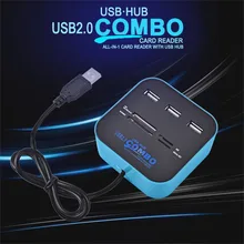 20# высокоскоростной USB 2,0 концентратор 3 порта с кардридером мини концентратор USB комбинированный все в одном многофункциональный USB2.0 кардридер концентратор