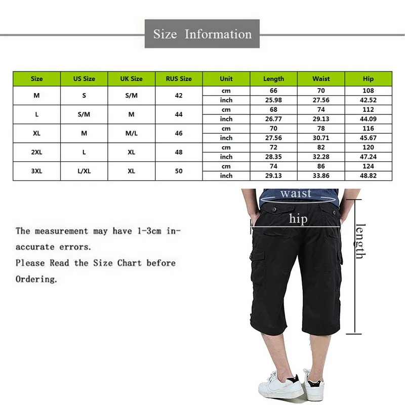 Классические брюки карго 3/4, мужские повседневные Спортивные укороченные военные брюки, винтажные Короткие Брюки с карманами, мужские тактические брюки