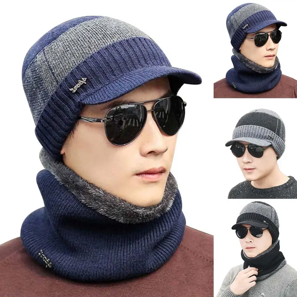 knit visor beanie hat