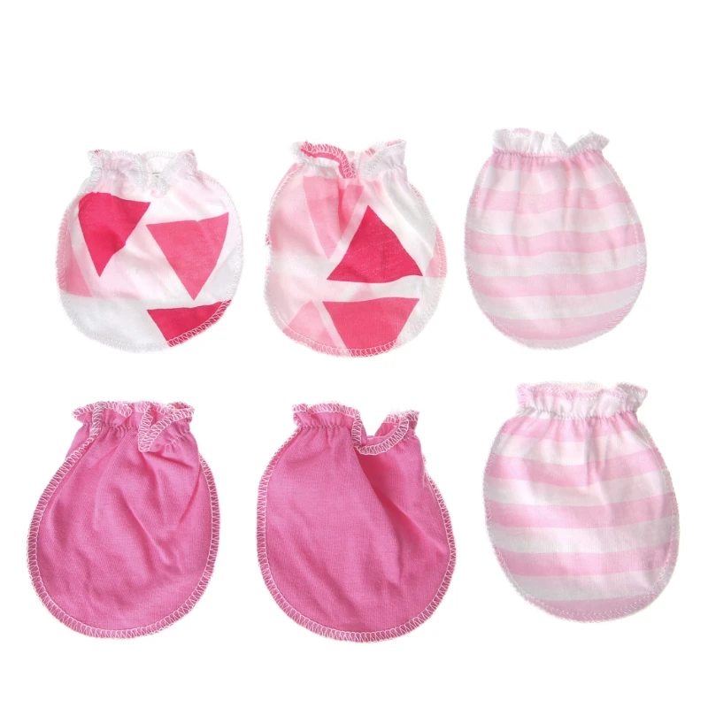 3 Pairs Fashion 1-24 Month kids Anti Scratching Gloves Newborn Protection Face Cotton Scratch Mittens