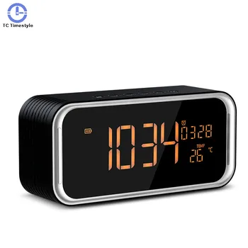 

Large Alarm Clock Wireless Bluetooth Speaker Dual Alarms Temperature Time Display Support Tf Aux Music Player Date Desktop