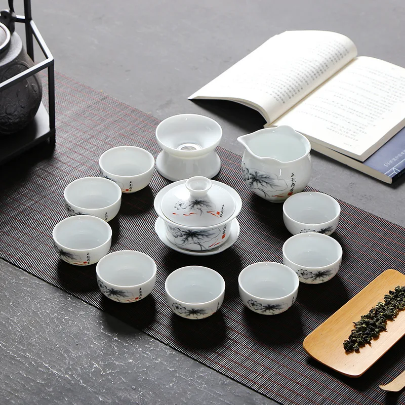 Высший сорт керамической посуды весь набор чайный сервиз Специальное предложение синий и белый фарфор керамический чайный набор кунг-фу логотип подарок на заказ