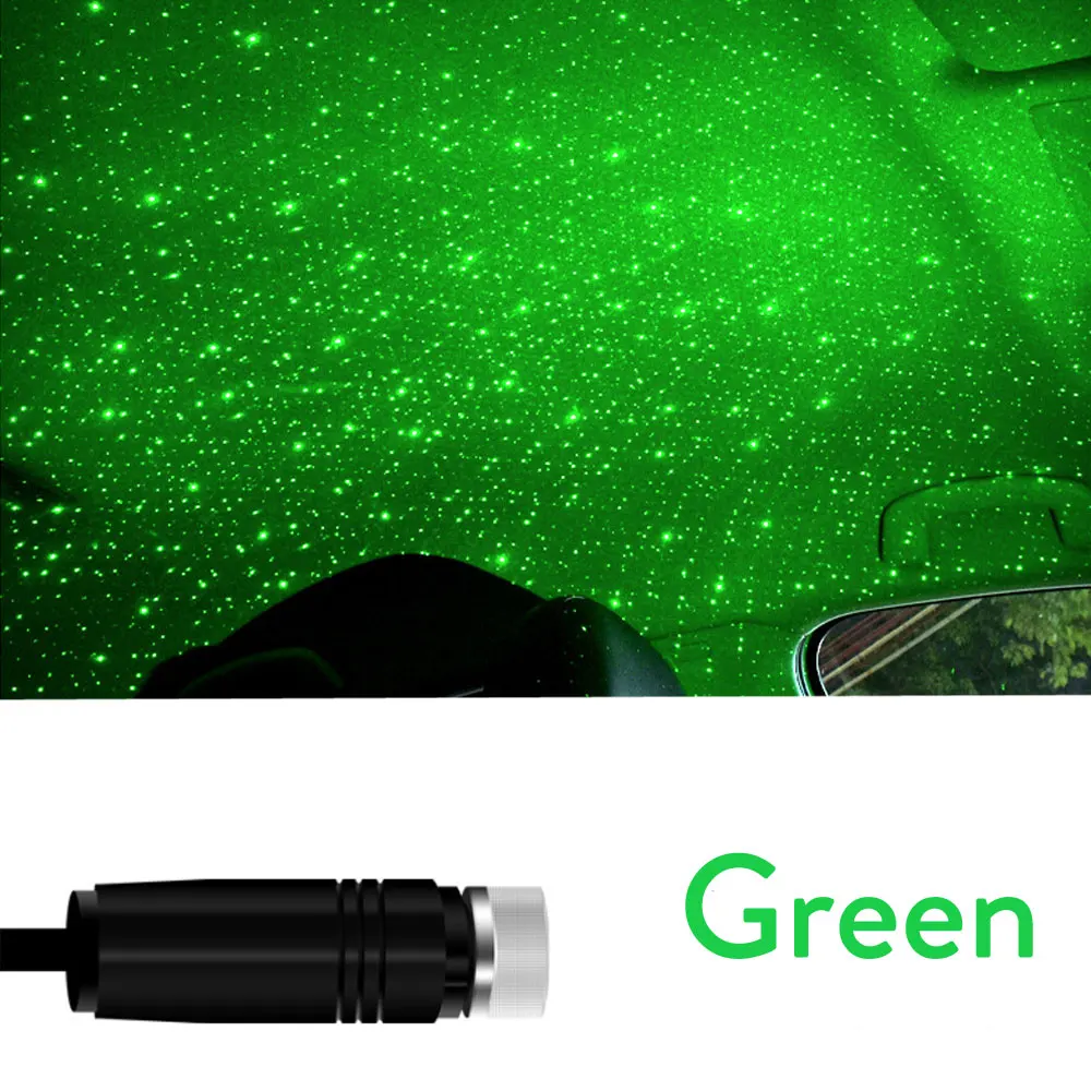 Мини-светодиод машины крыша Звезда Ночной Светильник USB декоративная лампа проектор Регулируемая атмосфера домашний Потолочный декор светильник - Испускаемый цвет: Green