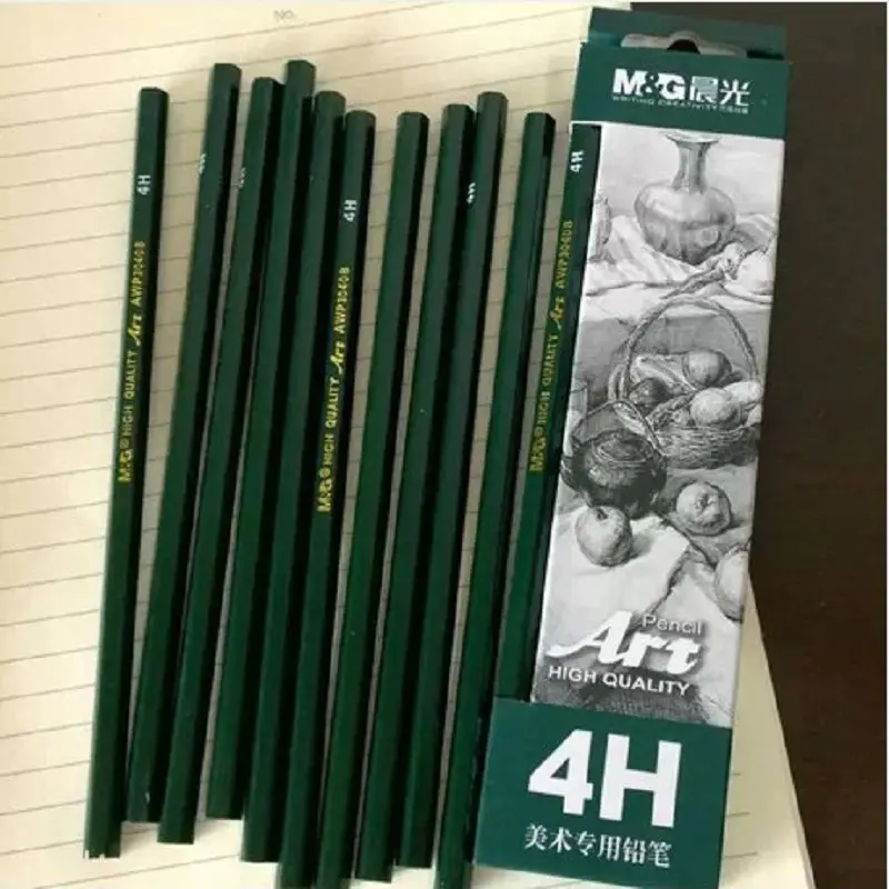 12 art pencils 4H pencil students special drawing wooden exercise AWP30408 | Канцтовары для офиса и дома