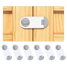 Baby Proofing Cabinet Safety Locks-6 Packs Child Proof Latches For Drawers-Adhesive Cabinet Locks For Oven Fridge White
