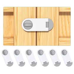 Baby Proofing Cabinet Safety Locks-6 Packs Child Proof Latches For Drawers-Adhesive Cabinet Locks For Oven Fridge White