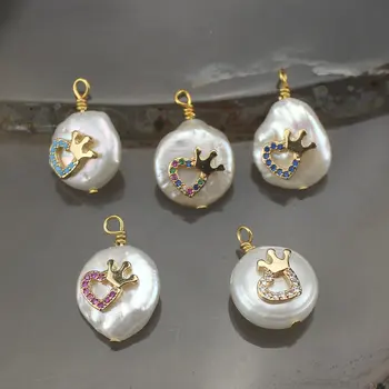 

10-20mm 10pcs/lot random mixed freshwater pearl pendant, popular heart and crown shape pearl pendant ,pendant component jewelry