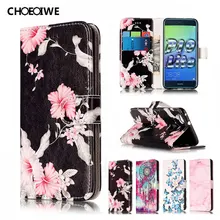 Para Huawei P10 Lite fundas de teléfono para Huawei P10 P10lite Cartera de cuero PU funda abatible flor granito cubierta completa de mármol shell negro