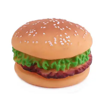 

Pet Dogs Chew Play Toys PVC Hamburger Dog Cat Puppy Training Squeaker Sound Plush Slippers Vegetable Feed Toys