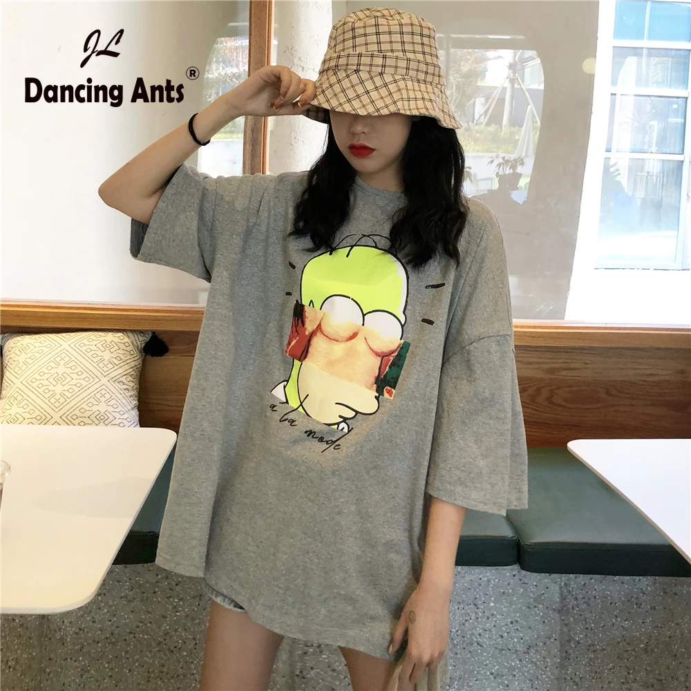 

Woman Plus-Size T-shirts Short Sleeve O-neck Loose Tees Korean Style Printed Office Lady Cotton Female T-shirt 2020 Fashion