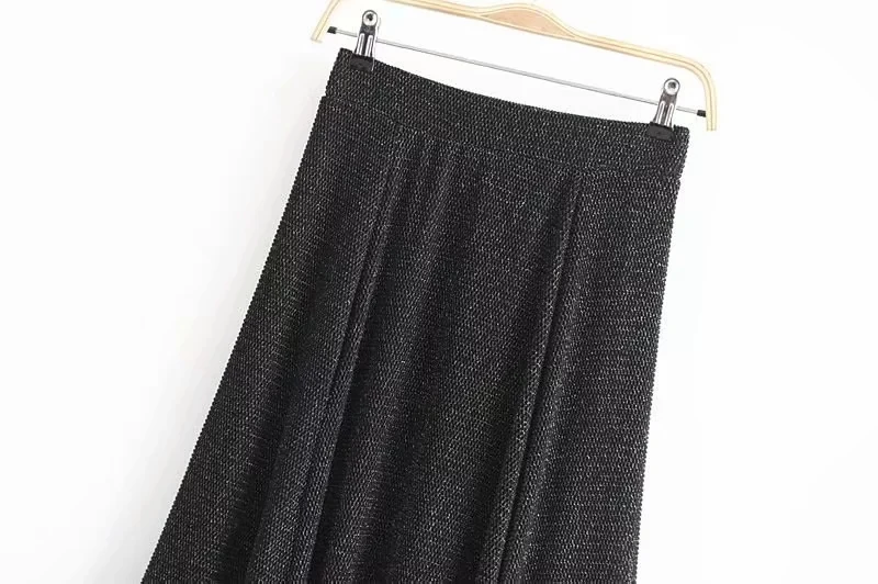 Увядшая Осенняя юбка миди Женская в английском стиле металлическая проволока текстура элегантные юбки mujer moda A-Line Длинные юбки женские