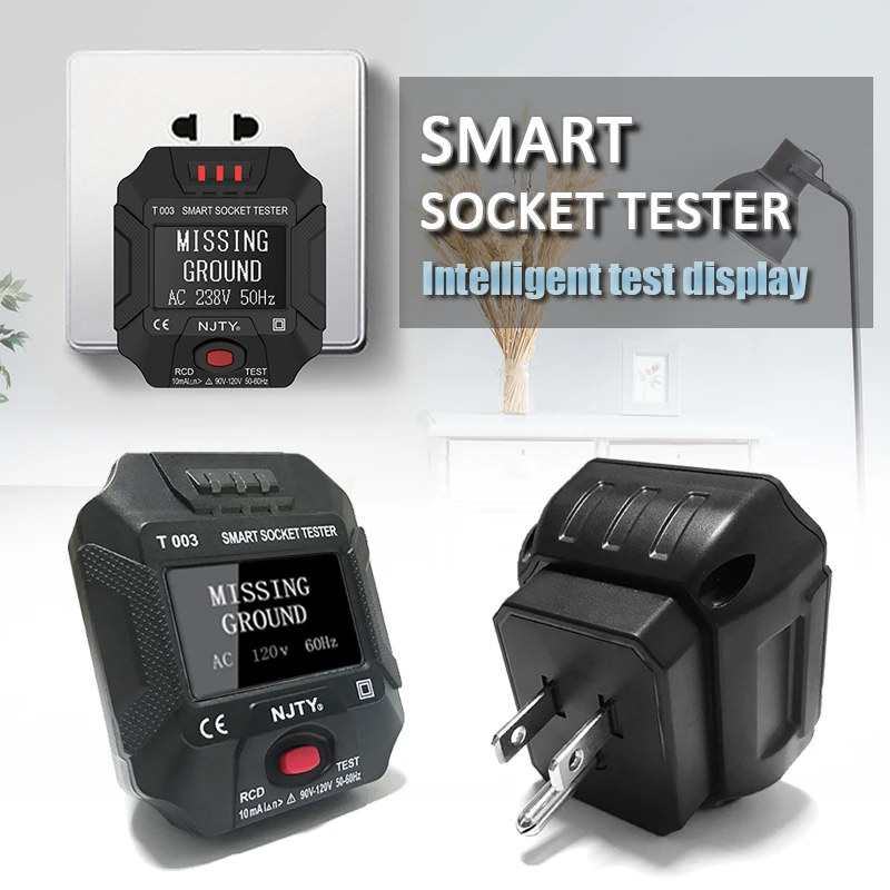 Electrical RCD Leakage Switch Detector UK Plug Socket Tester LCD Digital Screen!