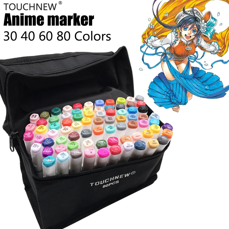 Touchnew 30/40/60/80 Colors Alcohol Markers Set Dual Tip Drawing