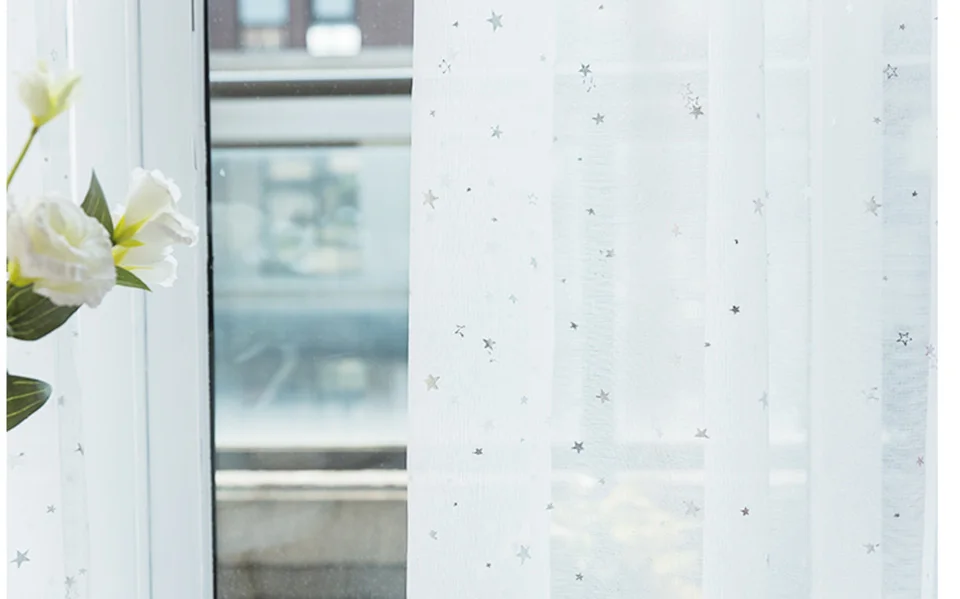 Белая звезда тюль шторы для гостиной современные прозрачные Занавески для спальни Вуаль Окно Экранирование органза жалюзи портьеры таможня