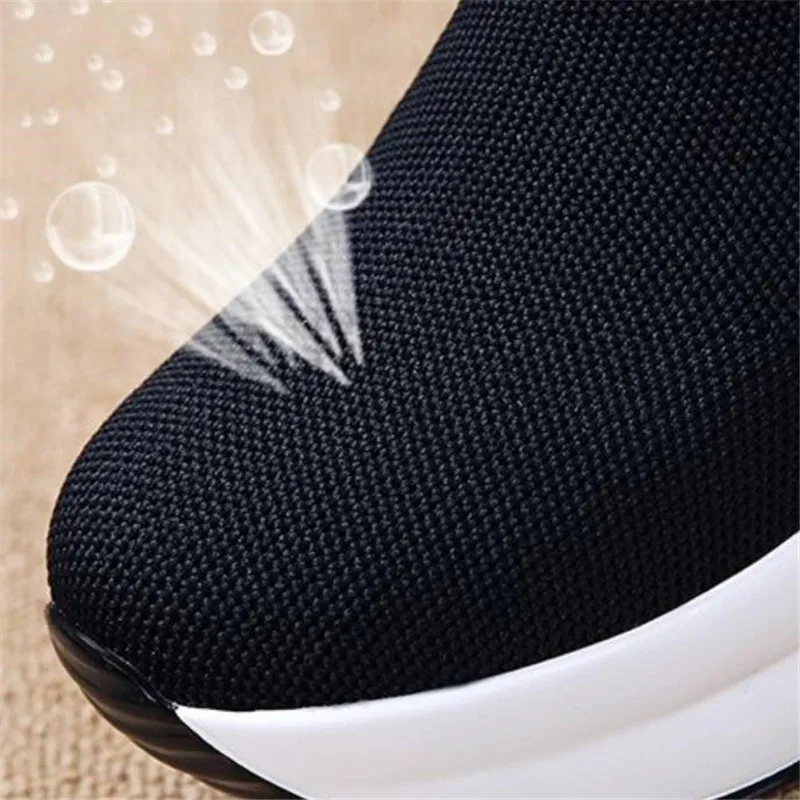 New Platform Sneakers Shoes Breathable Casual Shoes Woman Fashion Height Increasing Mesh Ladies Shoes Slip-On Chaussure Femme