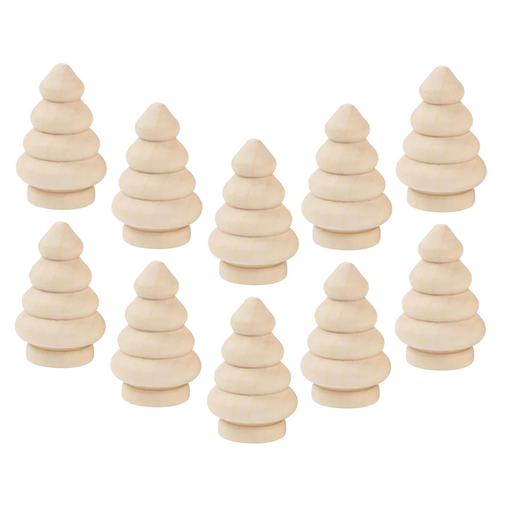 10Pcs Unpainted Wooden Peg Dolls DIY Unfinished Wood Snowman Doll Bodies