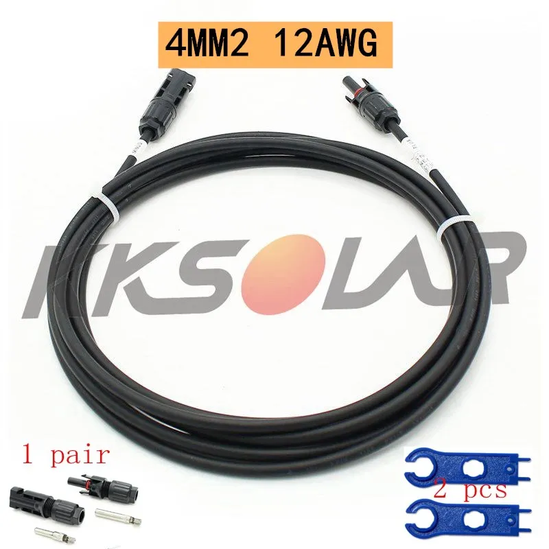 

12 AWG 4MM2 One Pair Red Solar Panel Extension Cable Wire Solar Connectors