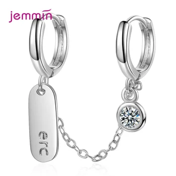 

New 925 Sterling Silver Double Ear Hole Chain Hoop Earrings for Women Minimalist Hip Hop Statement Jewelry Dropshipping