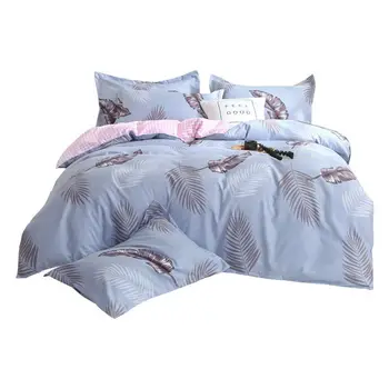 

European-style simple warm thick printed fiber brushed 4-piece bedding set