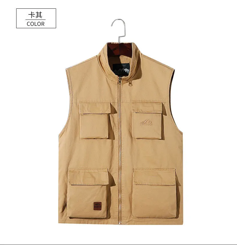 Spring And Autumn Outdoor Fishing Vest Men Greenish Blue Middle-aged Vest Coat Multi-pockets Photography Large Size Vest Waistco