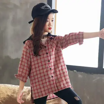 

Korean Kids Toddler Girls Blouses Shirts 2020 School Big Girls Plaid Shirts Long Sleeve Tops Cotton Blouses Fille Blusas 10 12
