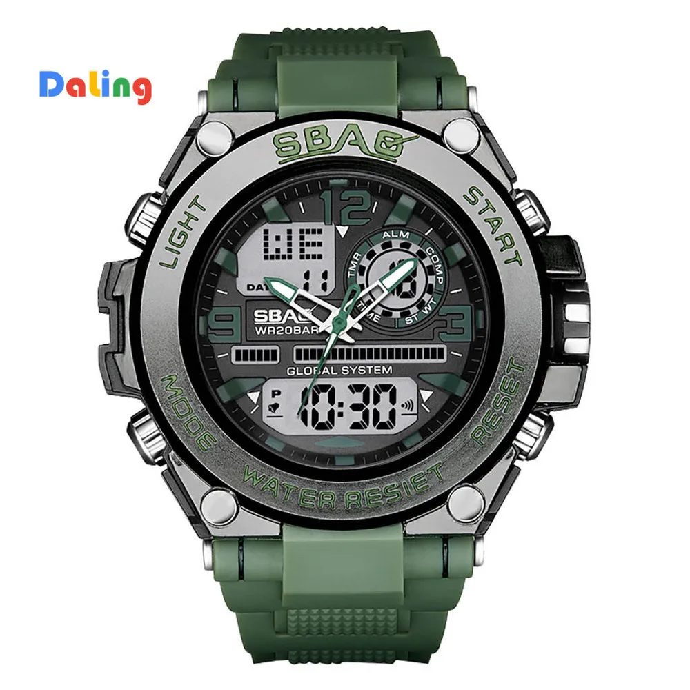 

Dual Display Watch Men Relogio Masculino Large Metal Dial Second Time TPU Strap Waterproof Sport Wristwatch Horloge Heren 40*