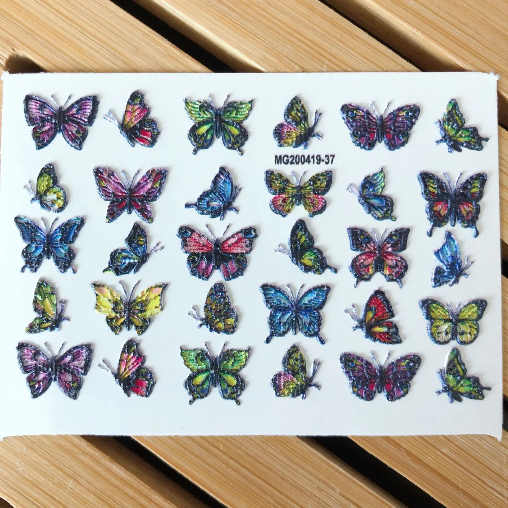 

1pcs 3D Acrylic Carved Nail Stickers Embossed Colorful Butterfly Water Decals