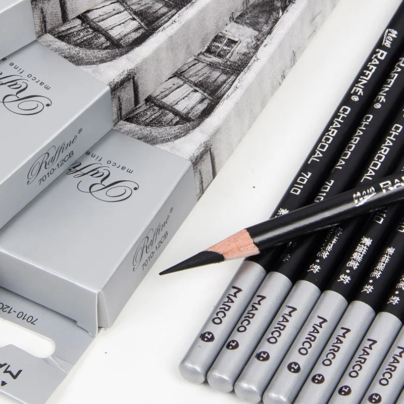 Белый уголь эскизная ручка cil 12 комплектов/черный эскизная ручка 12 комплектов