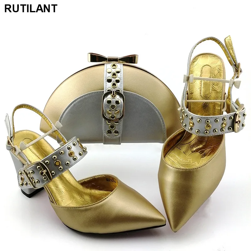 

Italian Shoe and Bag Set for Party In Women Buckle Strap Shoes Woman High Heel Italian Ladies Shoes and Bags To Match Set Party