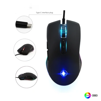

Gaming Mouse Optical Ergonomic Wired Computer Mause With Type C Interface RGB Backlit 3200DPI PC Gamer Office Mice For Overwatch