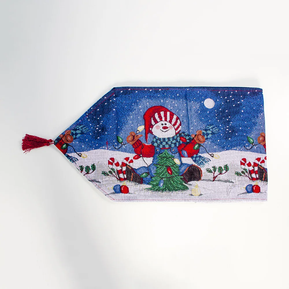 Christmas Tablecloth 180* 35cm Linen Decoration Table Flag Decor Ornaments Making Festive Atmosphere