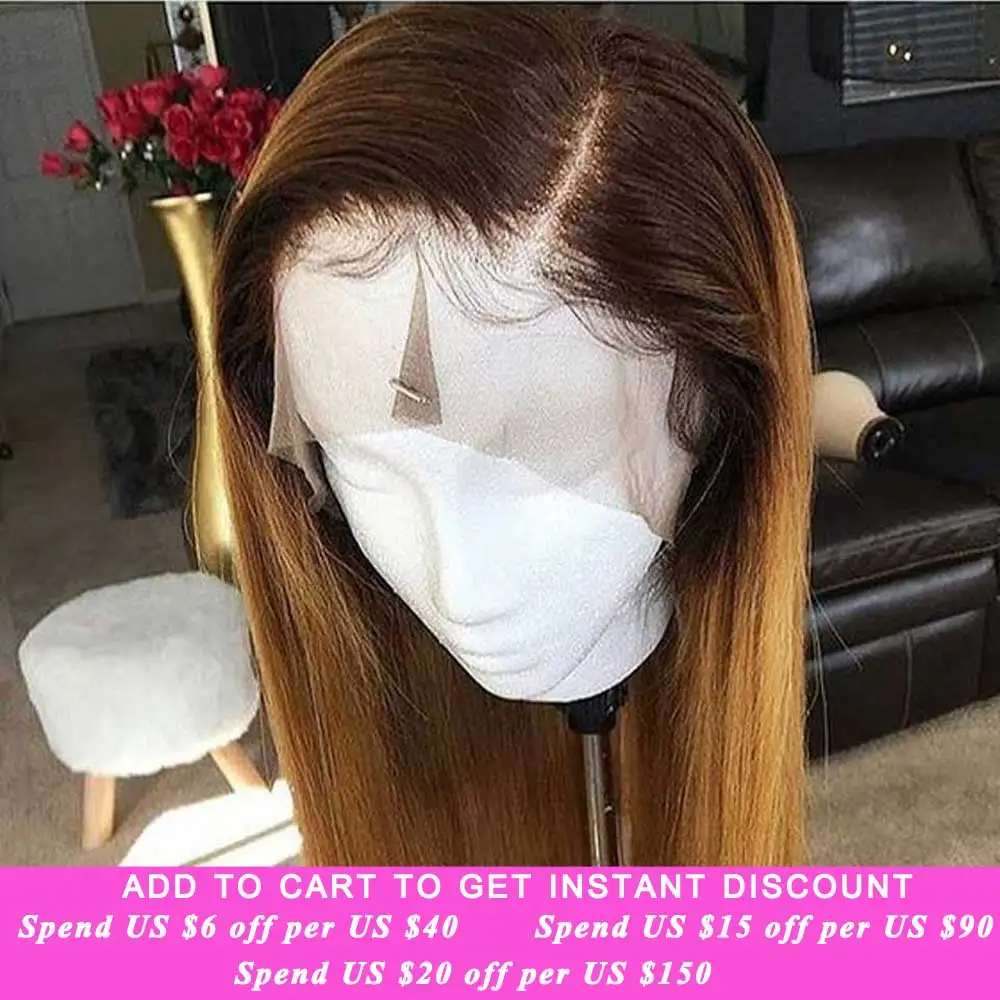

1b 27 Ombre Straight Lace Front Human Hair Wig Free Part Highlights 13x4 Remy Brazilian Lace Frontal Wigs For Black Women