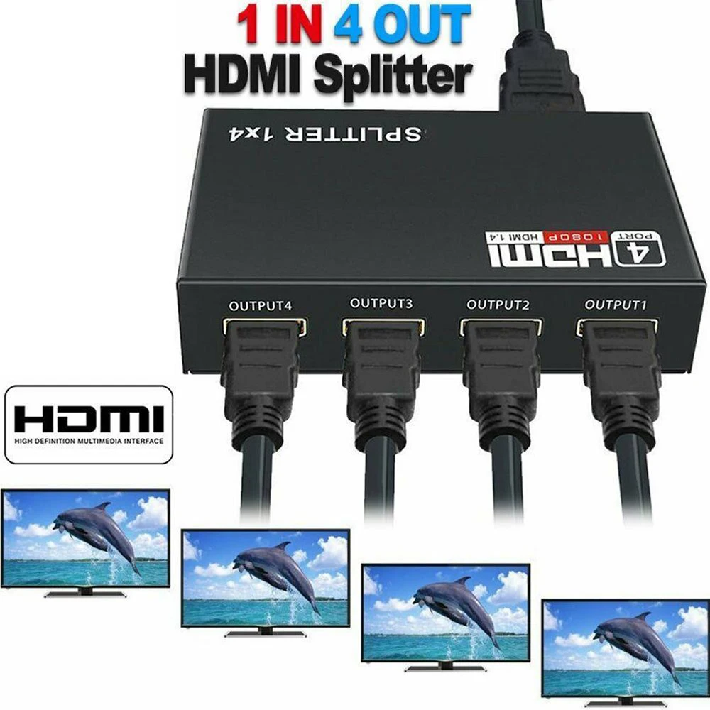 3D HDMI сплиттер Full HD 1080p видео HDMI коммутатор 1X4 двойной дисплей адаптер HDTV DVD PS3 Xbox 1 в 4 выход усилитель сигнала