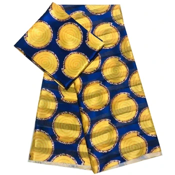 

african wax fabric high quality robbon silk fabric soft african silk wax fabric for women dress 4+2yards