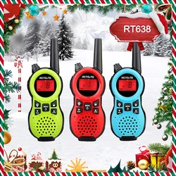 Retevis – walkie talkie RT638 pour enfants, 2 pièces, PMR, Charge USB, lampe de poche, jouet Radio, cadeaux d'anniversaire et de noël pour garçons et filles 