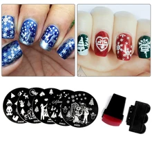 1 conjunto de moda beleza manicure imagem de natal polonês impressão prego placa de carimbo unhas arte modelos raspador silicone stamper(China)