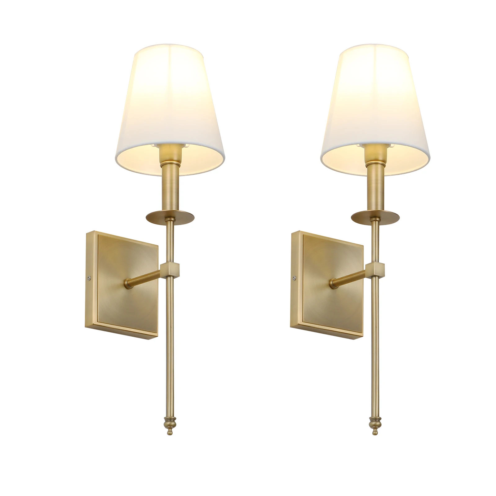 Wall Sconce Lighting Fixture Permo Set of 2 Classic Rustic Industrial With Flared White Textile Lamp Shade led wall lamp wall light