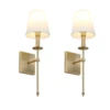 Permo Set of 2 Classic Rustic Industrial Wall Sconce Lighting Fixture with Flared White Textile Lamp Shade ► Photo 3/6