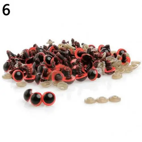 100 Pcs 8-20mm Plastic Safety Eyes for Teddy Bear Doll Animal Puppet Craft DIY Plastic Safety Eyes Puppet Craft DIY Craft DIY Red