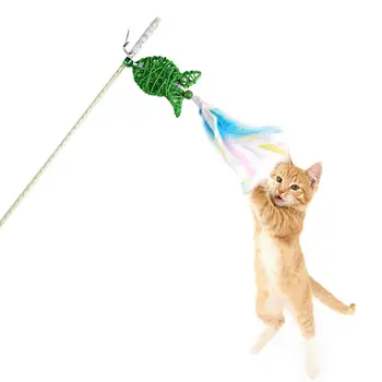 

1pc Colorful Cat Teaser Wand Rattan Fish Shape Decor Funny Cat Play Toy Kitten Toy For Kitten Cat Pet Supplies Cat Favors
