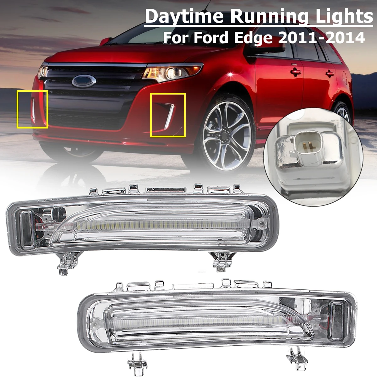 Светодиодные дневные ходовые огни для Ford Edge 2011 2012 2013 2014 передний бампер