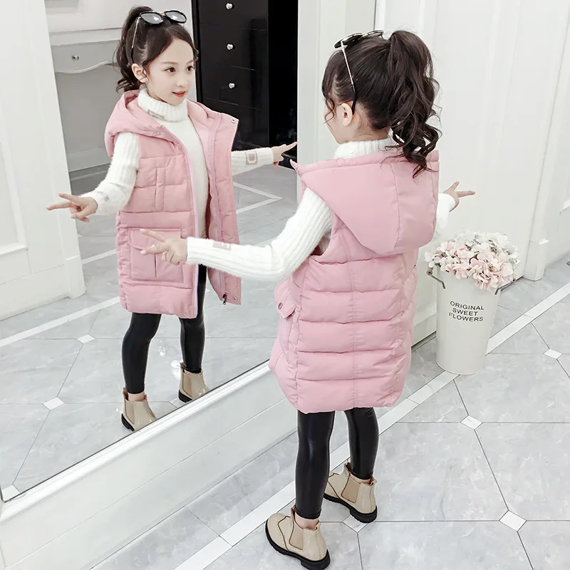 Fashion Girl Vests Spring Autumn Childrens Coats Girls Solid Color Sleeveless Waistcoats for Teenage Toddler Clothes 8 to 12Year