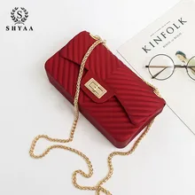 SHYAA, новинка, матовая Желейная сумка, трендовая маленькая сумка, v-образный вырез, на цепочке, сумка через плечо, мини сумка из ПВХ