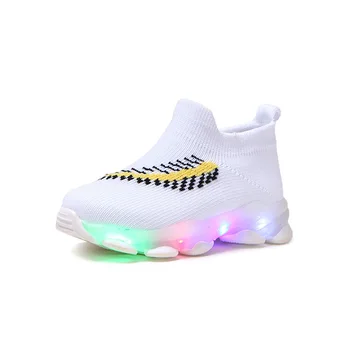 

Winter Girls Shoes Sports LED Weave Baby Tenis Casual Breathable Kids Sneakers Socks Shoes Toddler Boy Shoes