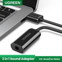 UGREEN-tarjeta de sonido externa, interfaz de Audio USB a 3,5mm, para ordenador, PS4, auriculares, Accesorios para ordenador, tarjeta de sonido USB