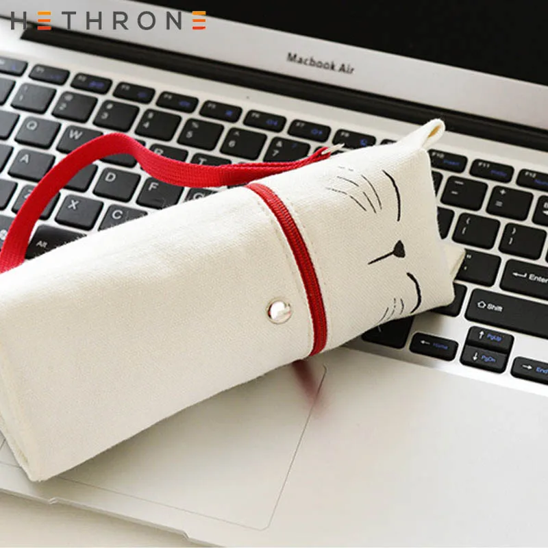 Hethrone кавайный чехол для карандаша большой холст стерео Кот мультфильм панда ручка сумка для ребенка подарок косметическая канцелярская сумка для школьных принадлежностей