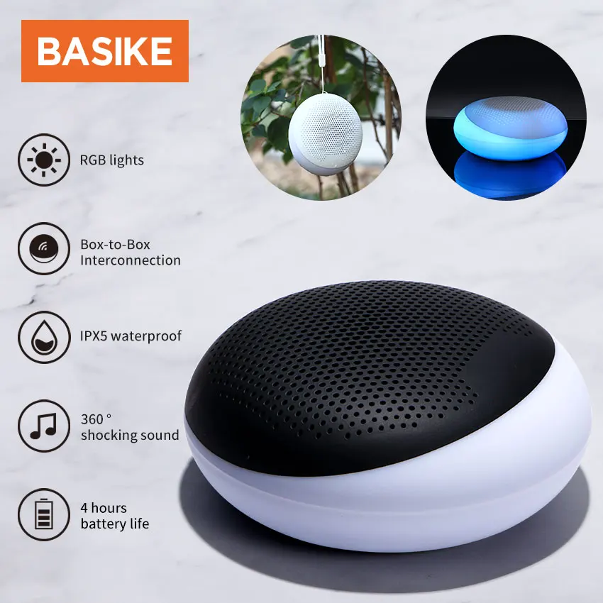 

BASIKE Mini Wireless Portable Bluetooth Speakers Stereo Sound Led Speaker For Computer Mobile Phone For iPhone Xiaomi Samsung